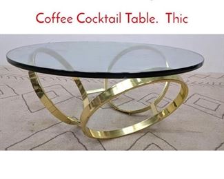 Lot 1150 Decorator 3 Ring Gold Tone Coffee Cocktail Table. Thic