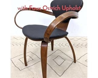 Lot 1153 Plycraft Style Bow Arm Chair. with Faux Ostrich Upholst