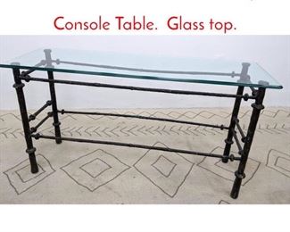 Lot 1178 Brutalist Giacometti Style Console Table. Glass top. 