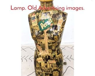 Lot 1184 Decoupage Mannequin Body Lamp. Old Advertising images. 