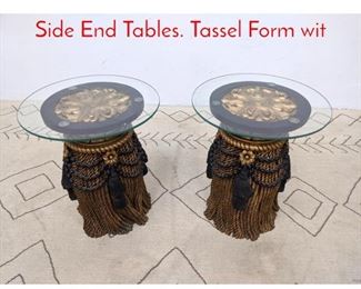 Lot 1191 Pair TOSCANO decorator Side End Tables. Tassel Form wit