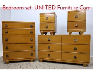 Lot 1207 50s Modern Blond Wood Bedroom set. UNITED Furniture Com