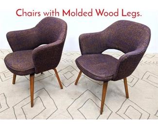 Lot 1227 Pair Eero Saarinen Arm Chairs with Molded Wood Legs. 
