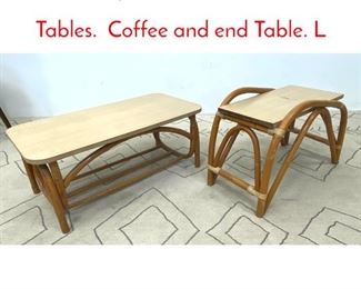 Lot 1242 2pcs 50s Modern Bamboo Tables. Coffee and end Table. L