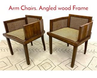 Lot 1245 Pair French Deco Low Back Arm Chairs. Angled wood Frame