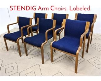 Lot 1248 Set 6 Molded Wood STENDIG Arm Chairs. Labeled.