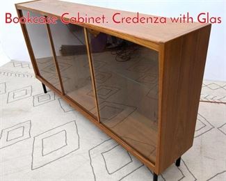 Lot 1256 Danish Modern Teak Bookcase Cabinet. Credenza with Glas