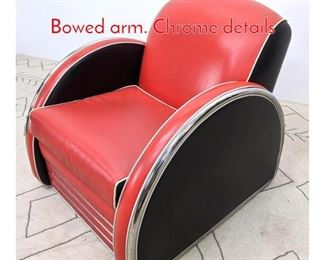 Lot 1257 Art Deco Style Lounge Chair. Bowed arm. Chrome details