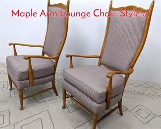 Lot 1258 Pair Tall Back DUNBAR Maple Arm Lounge Chair. Style of 