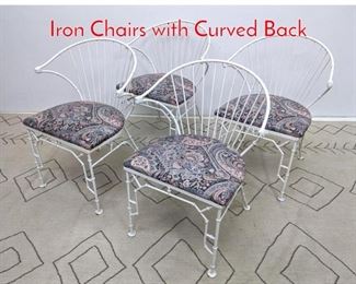 Lot 1274 Set of 4 White Faux Bamboo Iron Chairs with Curved Back