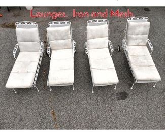Lot 1279 Set 4 Salterini Style Chaise Lounges. Iron and Mesh.