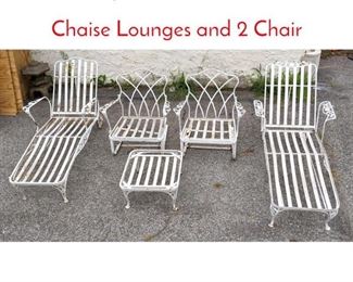 Lot 1282 5pcs Iron Patio Furniture. 2 Chaise Lounges and 2 Chair