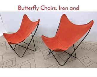 Lot 1300 Pair Knoll Hardoy Attributed Butterfly Chairs. Iron and