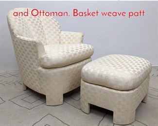 Lot 1303 Overstuffed Lounge Chair and Ottoman. Basket weave patt