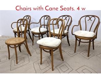 Lot 1313 Set 6 Thonet Style Bentwood Chairs with Cane Seats. 4 w