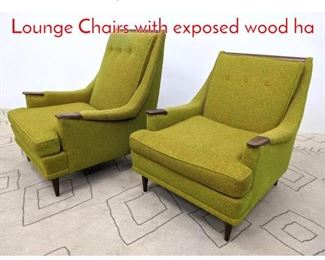 Lot 1316 2pcs American Modern Lounge Chairs with exposed wood ha