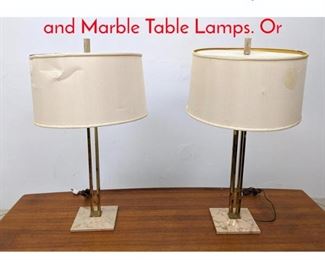 Lot 1213 Pair Paul McCobb Style Brass and Marble Table Lamps. Or