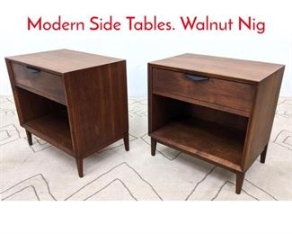 Lot 1215 Pair DILLINGHAM American Modern Side Tables. Walnut Nig