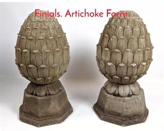 Lot 1290 Pair of Cast Stone Garden Finials. Artichoke Form. 