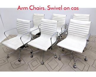 Lot 1349 Set of 6 Herman Miller Office Arm Chairs. Swivel on cas