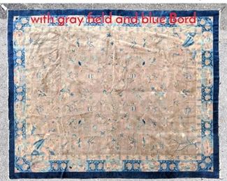 Lot 1360 99x8 Chinese Deco carpet with gray field and blue Bord
