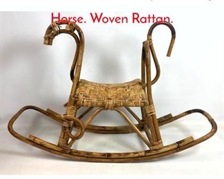 Lot 1371 Franco Albini Style Rocking Horse. Woven Rattan.