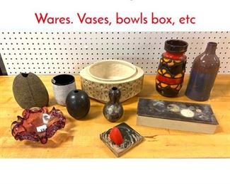 Lot 1377 Mid Century Modern Table Wares. Vases, bowls box, etc