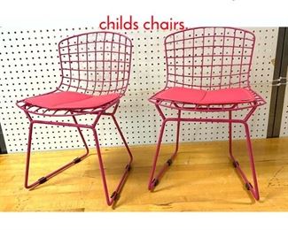 Lot 1387 Pr Pink Bertoia Style childs chairs.