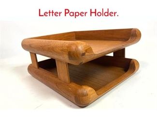 Lot 1397 Teak wood In and Out Desk Letter Paper Holder. 