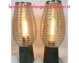 Lot 1398 Pair contemporary Ribbed lamps with elongated Edison st