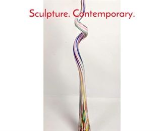 Lot 1400 Tall Twisted Art Glass Sculpture. Contemporary.