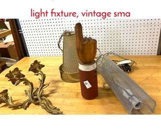 Lot 1406 4 pc lot bronze sconce, mesh light fixture, vintage sma