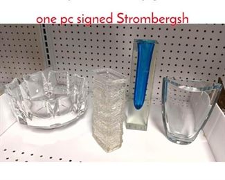 Lot 1428 4 pc midcentury glass Frosted one pc signed Strombergsh