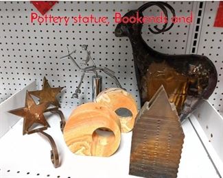 Lot 1429 Tableware lot Metal Goat, Pottery statue, Bookends and 