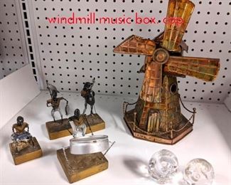 Lot 1440 Wire art figures and Jere style windmill music box. cop