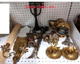 Lot 1443 Brass and metal lot, HOPE, brass clock. etc