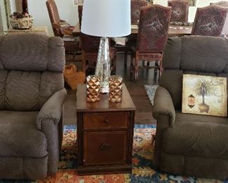 Lazy Boy recliners, lamp, occasional table-SOLD