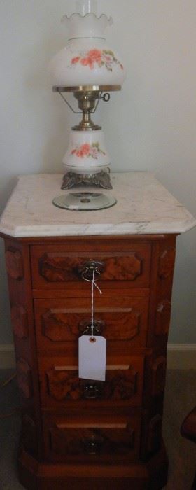  4 drawer bedside table with marble top
