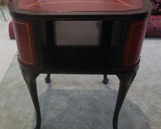 Leather top end tables (2) with storage and open sides