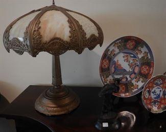 Tiffany style lamps (2) and other decor
