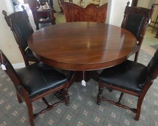 German inspired chairs, claw foot pedestal table