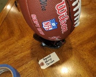 Football signed by Giants Harry Carson