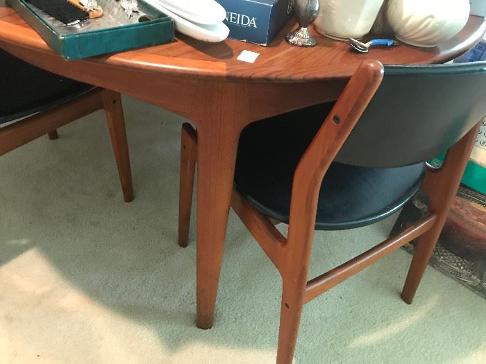 Mid Century Dining Table with 6 Chairs Danish Teak 