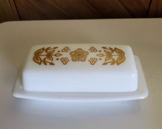 Pyrex Butterfly Gold butter dish.