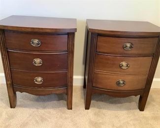 Two Dark Brown Matching Side Tables