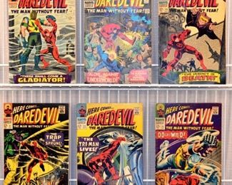 Lot 264: Marvel Comic, Early Daredevil -1st Series , Issue #'s 18,19,20,21,22,23 ,Gladiator, The Owl ; 6 comic Book