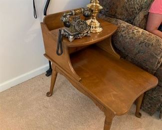 #28	Step End Table w/Magaine Holder Back Maple - as is    18x29x27 - as is top   $50 each	 $100.00 
