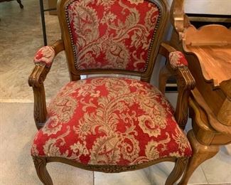 #32	Wood/Red/gold Fabric Side Chair - Kirkland brand	 $75.00 
