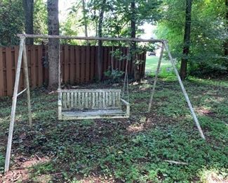 #33	A Frame Metal 6' w/Wood Swing 49"  (has holes for 6' swing	 $75.00 
