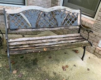 #34	As Is Metal Park Bench (wood seat needs replacing)  49"L	 $20.00 
